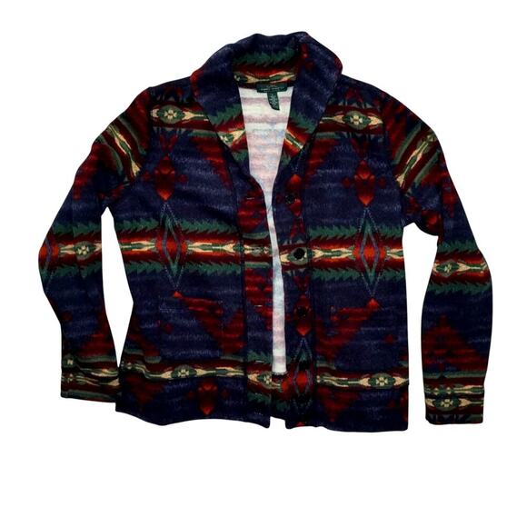 Ralph Lauren LRL Lauren Jeans Co Southwestern Aztec Cardigan Shawl Collar Size L - Picture 5 of 9